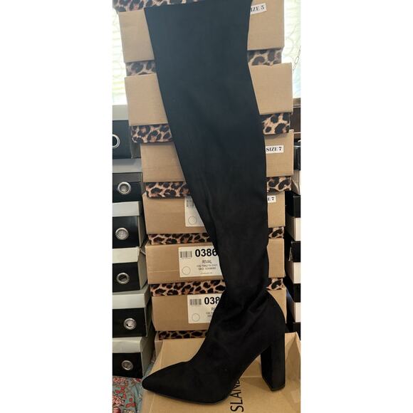Brand New Women's Over The-Knee Boots Black Suede Super Cute Fashion Boots Sz 7 - Picture 1 of 6